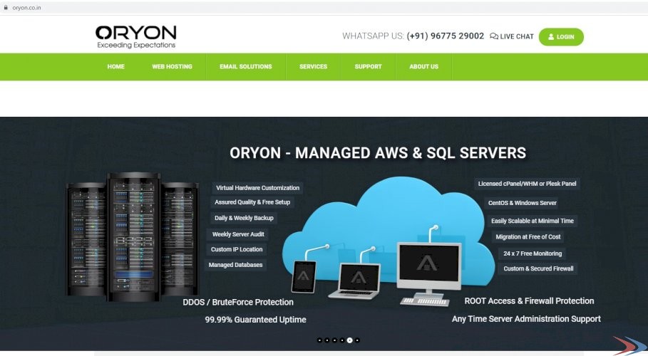 ORYON | Web Hosting, Cloud- Email Hosting, Managed and Unmanaged VPS, AWS Cloud, Domain Registration, G Suite & Office-365